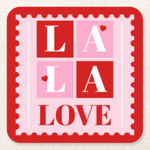 La La Love Valentine’s Day Square Paper Coaster