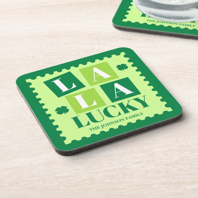 La La Lucky St. Patrick’s Day Beverage Coaster (Left Side)