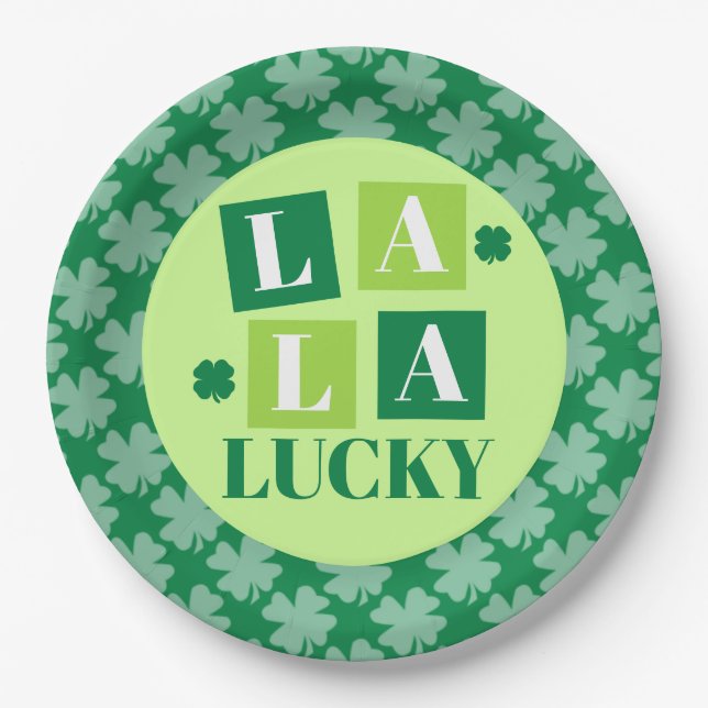 La La Lucky St. Patrick’s Day Green Paper Plates (Front)