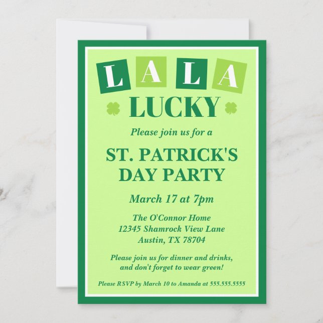 La La Lucky St. Patrick’s Day Party Invitation (Front)