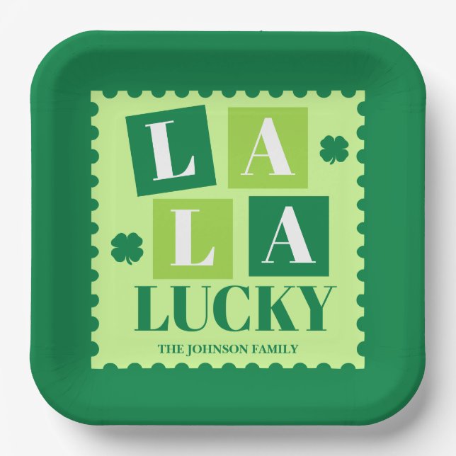 La La Lucky St. Patrick’s Day Party Paper Plates (Front)
