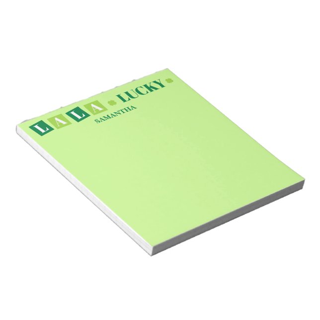 La La Lucky St. Patrick’s Day Personalized Notepad (Angled)