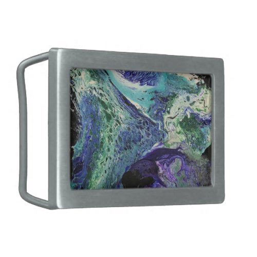 La Laguna 1 painting in blue teal white Belt Buckle