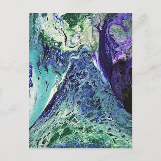 La Laguna #1 painting in blue, teal, white  Postcard (Front)