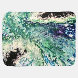 La Laguna painting blue teal white black  Baby Blanket
