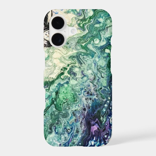 La Laguna painting blue teal white black  iPhone Case (Back)