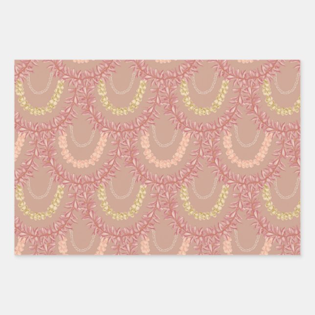 Lā Lei Plumeria by Wander With Aloha Wrapping Paper Sheets (Front)