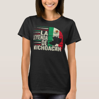 La Leyenda De Michoacan Map Mexican Flag Vintage T T-Shirt