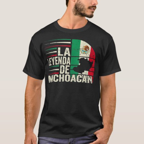 La Leyenda De Michoacan Map Mexican Flag Vintage T T_Shirt