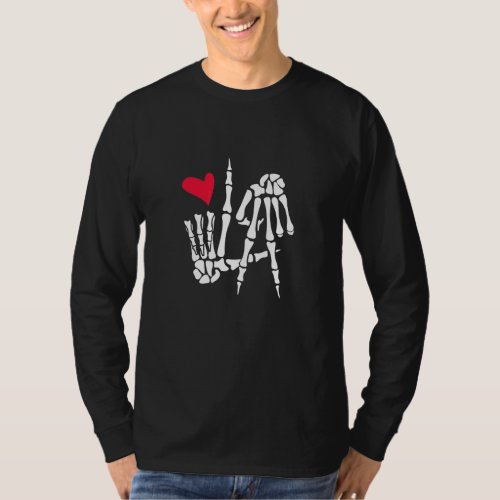 La Los Angeles California Skeleton Hand Travel Vac T_Shirt
