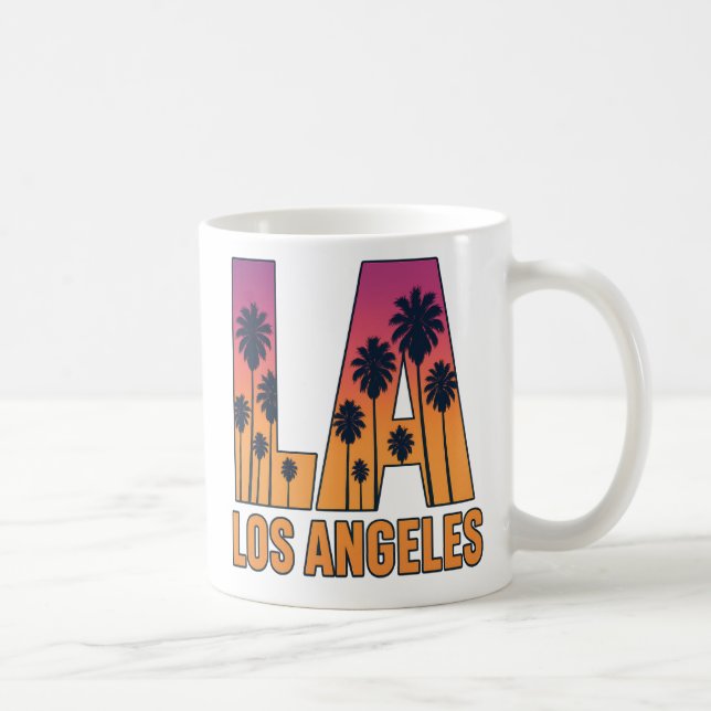 LA Los Angeles Palm Trees Sunset Retro Design Coffee Mug (Right)