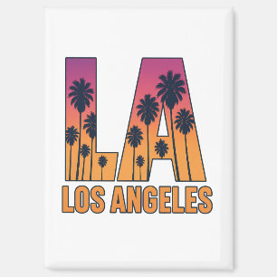 LA Los Angeles Palm Trees Sunset Retro Design Magnet
