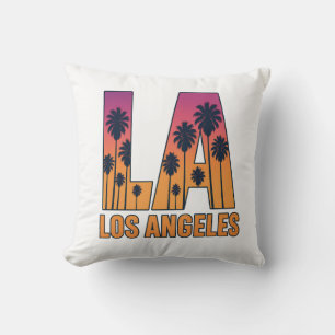 LA Los Angeles Palm Trees Sunset Retro Design Throw Pillow