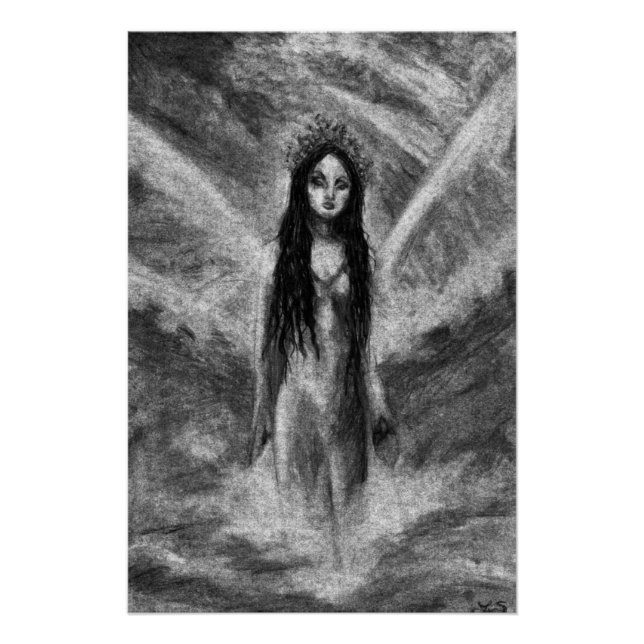 La Luna Dark Angel Fairy Goth Original Art Poster (Front)