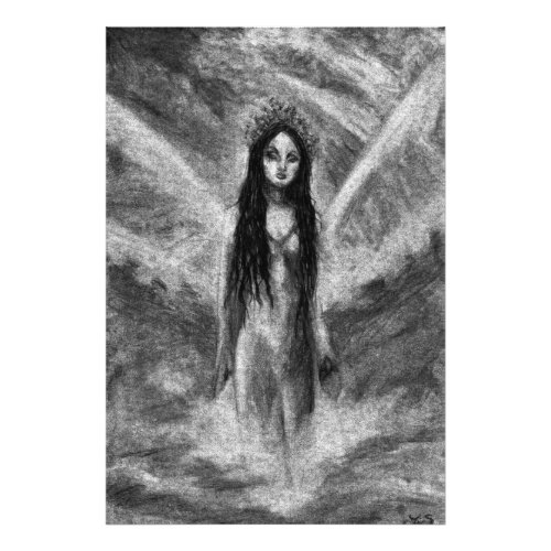 La Luna Dark Angel Fairy Goth Woman Original Art Photo Print