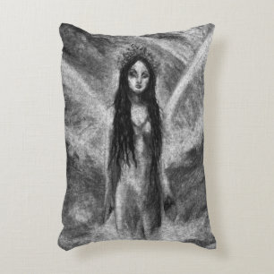 La Luna Dark Angel Fairy Woman Goth Fantasy Art Accent Pillow