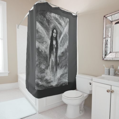 La Luna Dark Angel Fairy Woman Goth Fantasy Art Shower Curtain