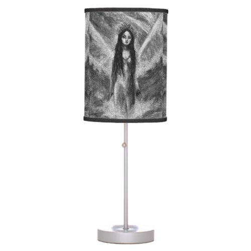 La Luna Dark Angel Fairy Woman Goth Fantasy Art Table Lamp