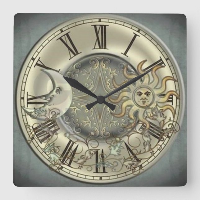 La Luna y el Sol Square Wall Clock (Front)