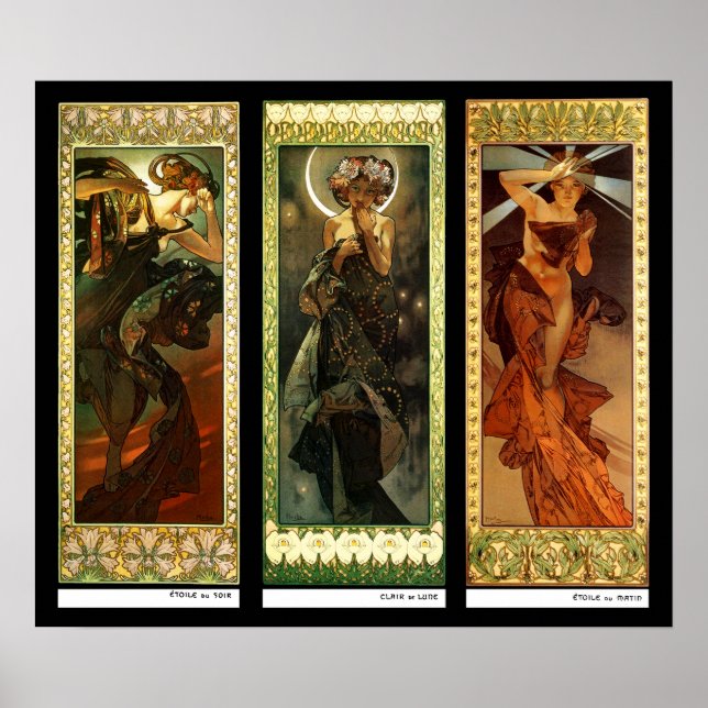 La lune et les étoiles by Alphonse Mucha Poster (Front)