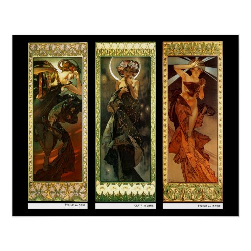 La lune et les toiles by Alphonse Mucha Poster