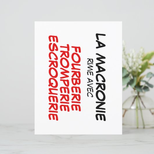 La Macronie Fourberie Tromperie Escroquerie paper (Standing Front)