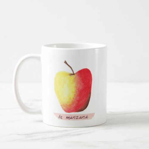 La manzana  The apple Spanish learning Coffee Mug