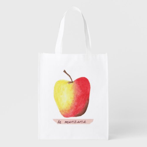 La manzana  The apple Spanish learning Grocery Bag