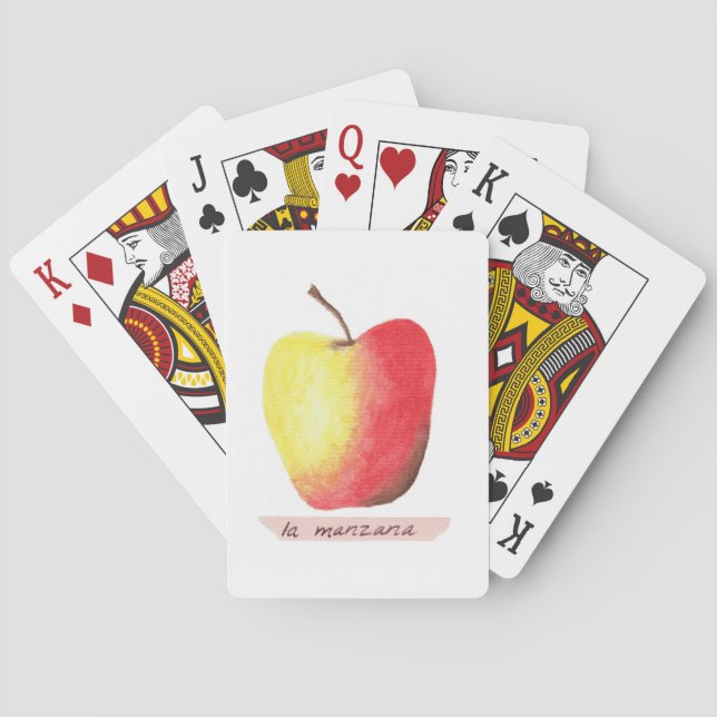 La manzana / The apple Spanish learning Poker Cards (Back)