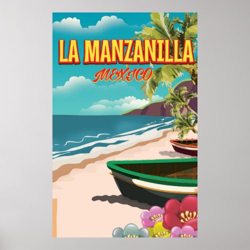 La Manzanilla Mexico travel poster