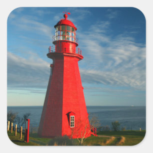 La Martre Lighthouse Matane On The Gaspe Square Sticker