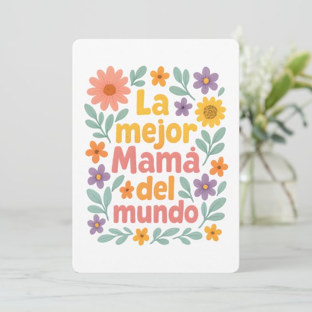 La Mejor Mamá Del Mundo Floral Art Print Announcement (Standing Front)