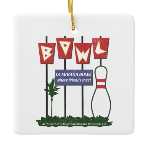 La Mirada Bowl vintage distressed retro Ceramic Ornament