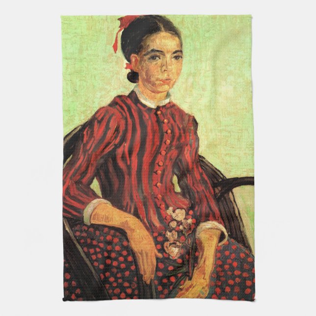 La Mousme, Sitting by Vincent van Gogh Kitchen Towel (Vertical)