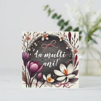 La Mulți Ani Floral Greeting Card Custom Message