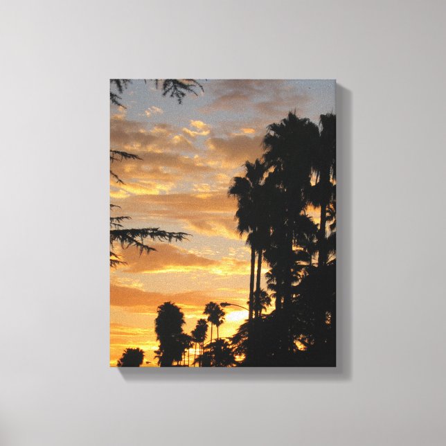 LA Palm Tree Sunset Wrapped Canvas Print (Front)