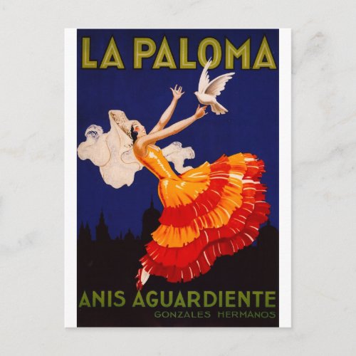 La Paloma Vintage Liquor Ad Postcard