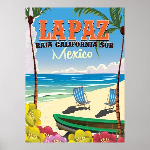 La Paz Baja California Sur Mexico travel poster