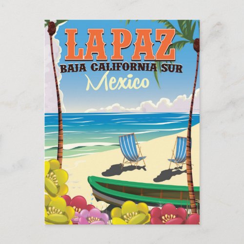 La Paz Baja California Sur Mexico travel poster Postcard