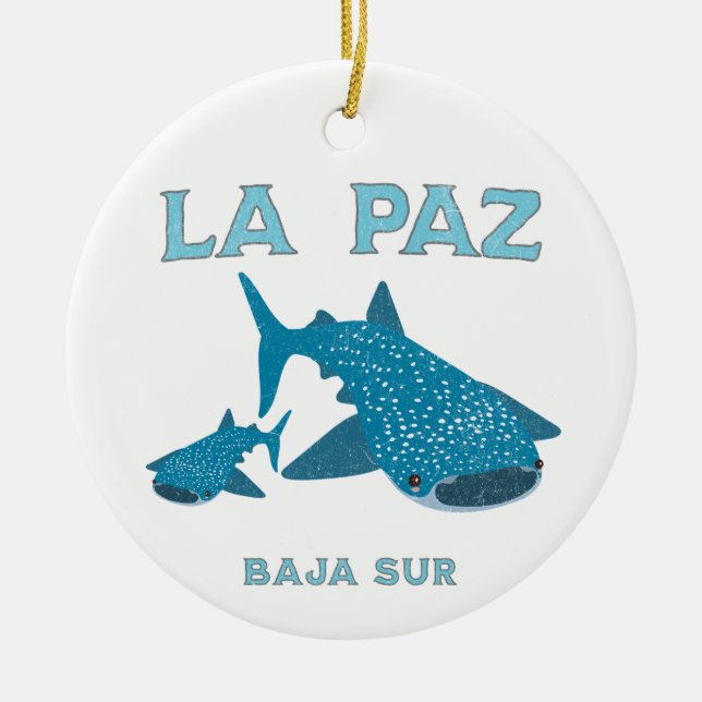 La Paz Baja Mexico Whale Shark  Ceramic Ornament (Front)