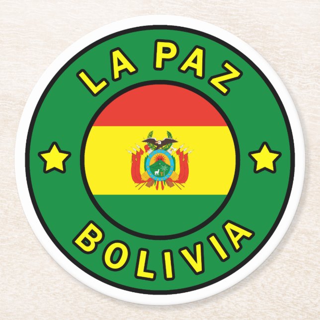 La Paz Bolivia Round Paper Coaster (Front)