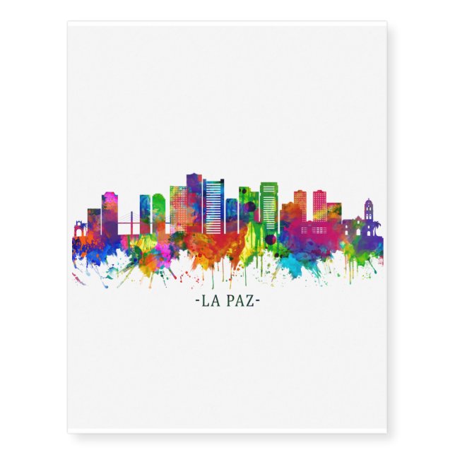 La Paz Bolivia Skyline Temporary Tattoos (Front)