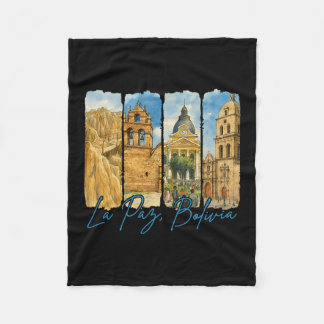 La Paz Bolivia Traveling Trip Brushstroke Souvenir Fleece Blanket