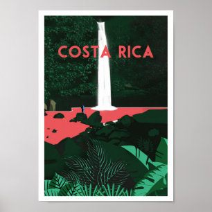 La Paz Waterfall, Costa Rica Vintage Travel Post Poster