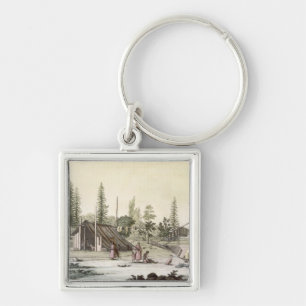 La Perouse at Port Francesci (colour engraving) Keychain