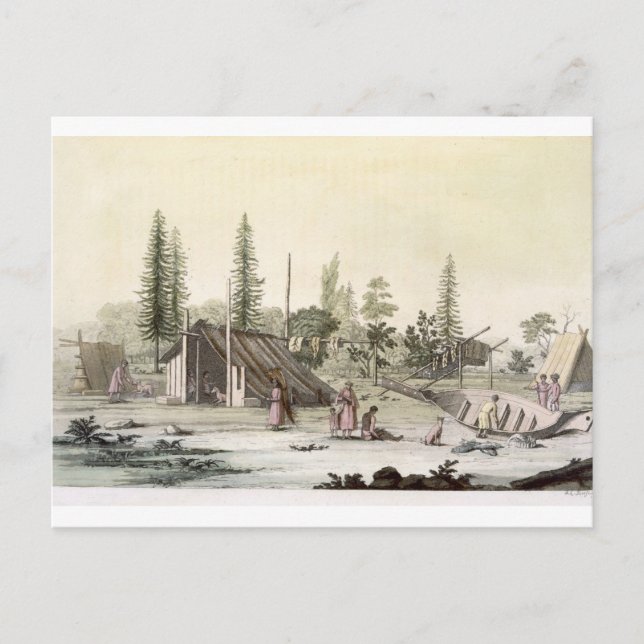 La Perouse at Port Francesci (colour engraving) Postcard (Front)