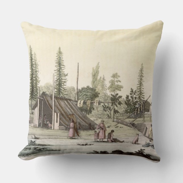 La Perouse at Port Francesci (colour engraving) Throw Pillow (Front)