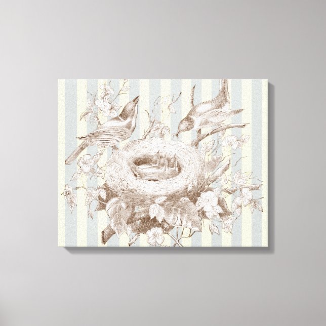 La Petite Famille on blue and cream background Canvas Print (Front)