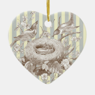 La Petite Famille on blue and cream background Ceramic Ornament