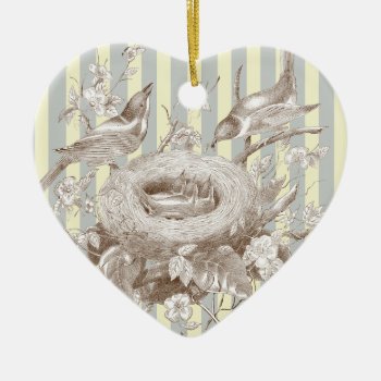 La Petite Famille On Blue And Cream Background Ceramic Ornament by WickedlyLovely at Zazzle